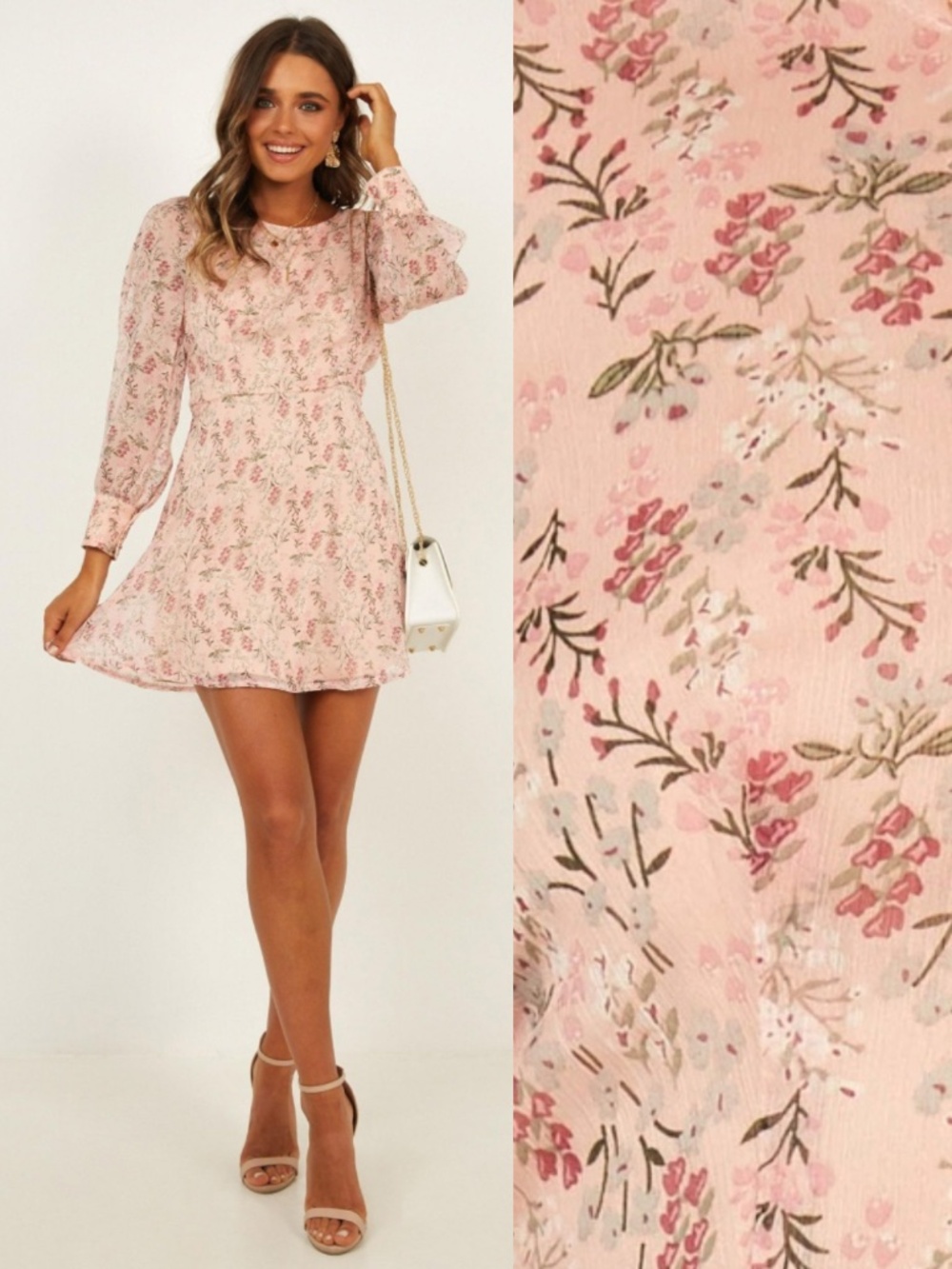 NEW Showpo Picnic Days Dress Blush Floral 2 US